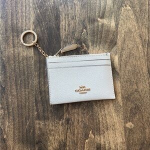 Coach Beige Card Holder Keychain